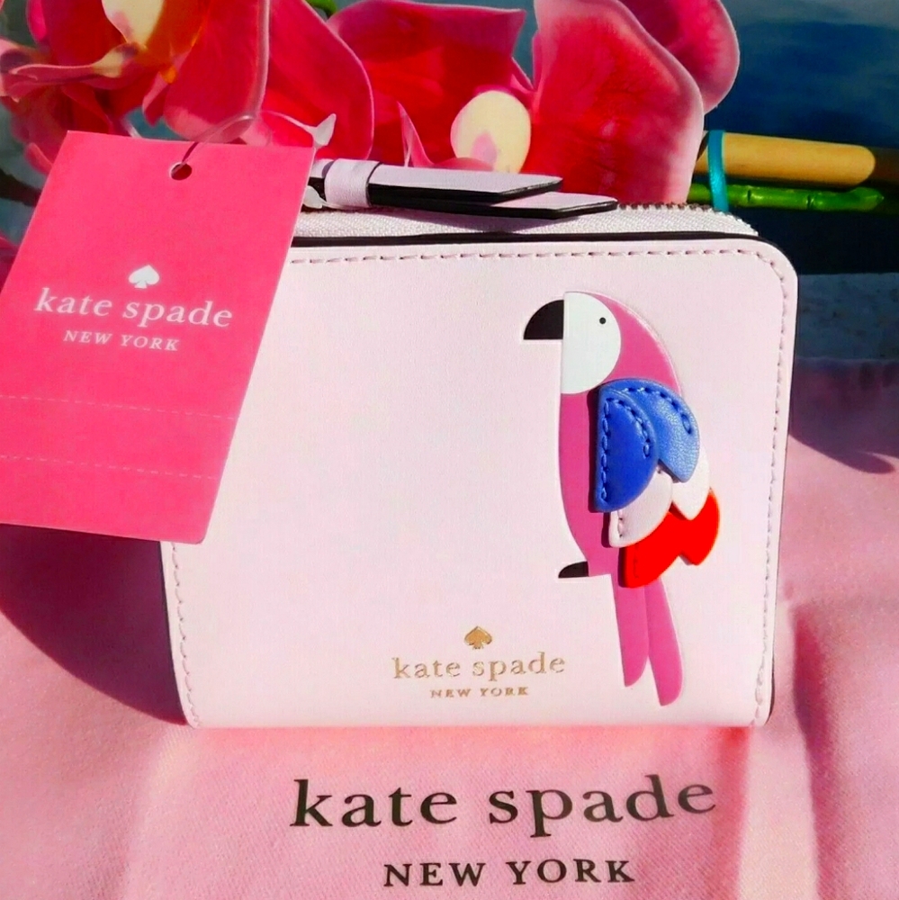 KATE SPADE SMALL I-ZIP BIFOLD WALLET FLOCK PARTY